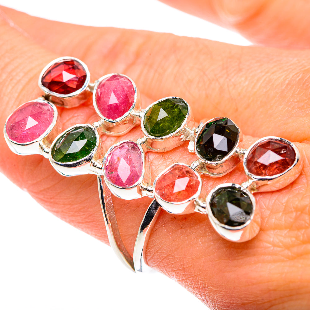 Pink Tourmaline, Green Tourmaline Rings handcrafted by Anasilvercos - RING87461