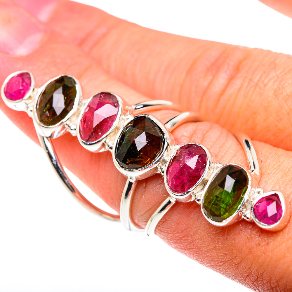 Pink Tourmaline, Green Tourmaline Rings handcrafted by Anasilvercos - RING87480