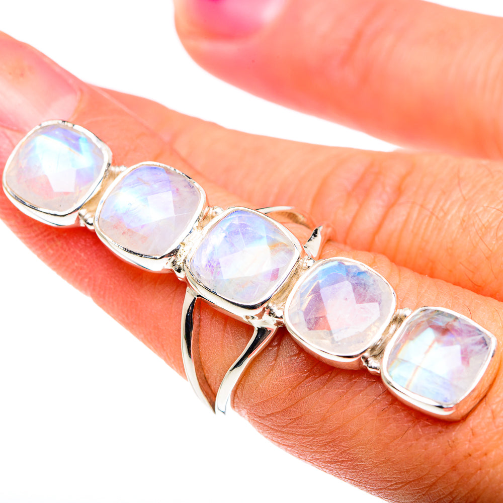 Rainbow Moonstone Rings handcrafted by Anasilvercos - RING87495