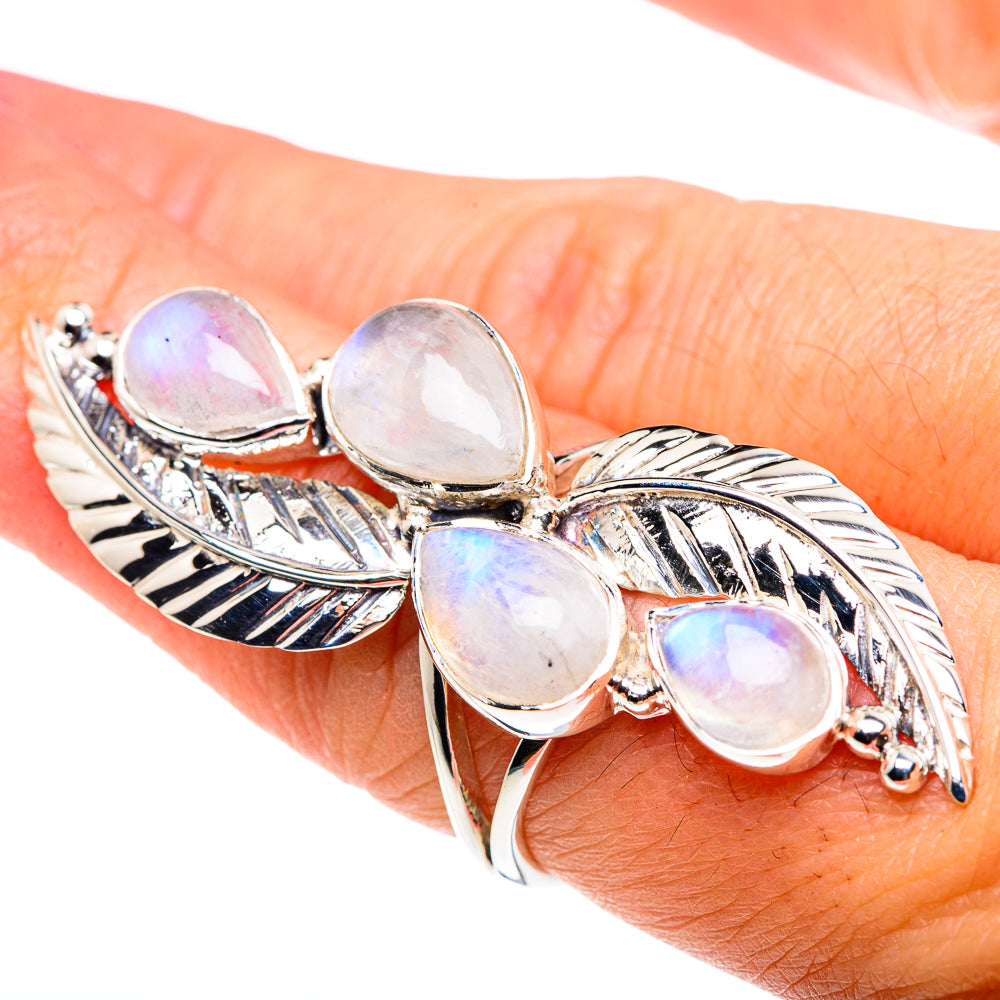 Rainbow Moonstone Rings handcrafted by Anasilvercos - RING87496