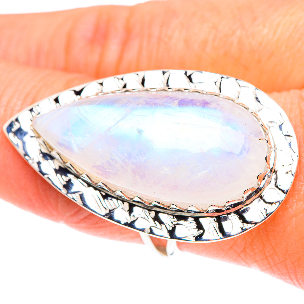 Rainbow Moonstone Rings handcrafted by Anasilvercos - RING87497