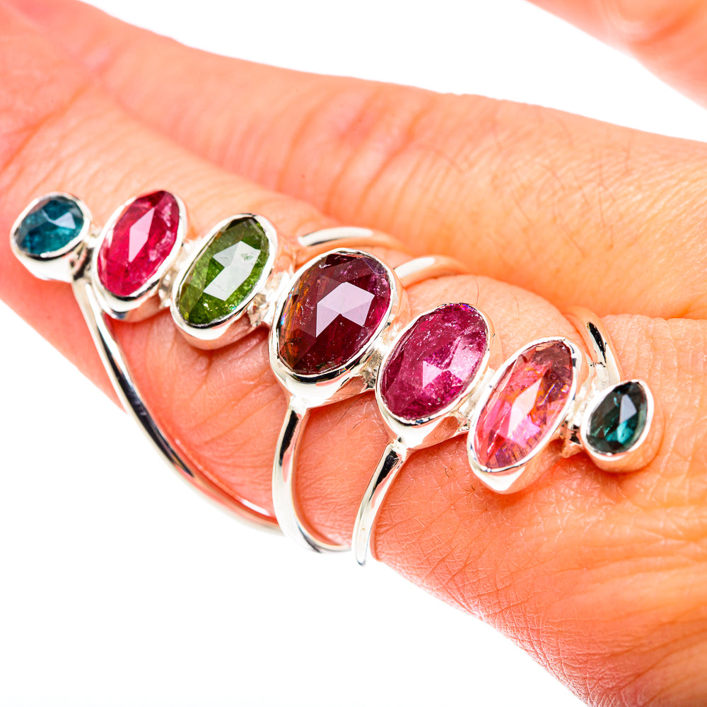 Pink Tourmaline, Green Tourmaline Rings handcrafted by Anasilvercos - RING87499