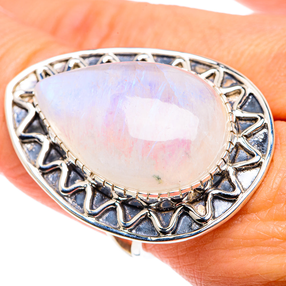 Rainbow Moonstone Rings handcrafted by Anasilvercos - RING87508