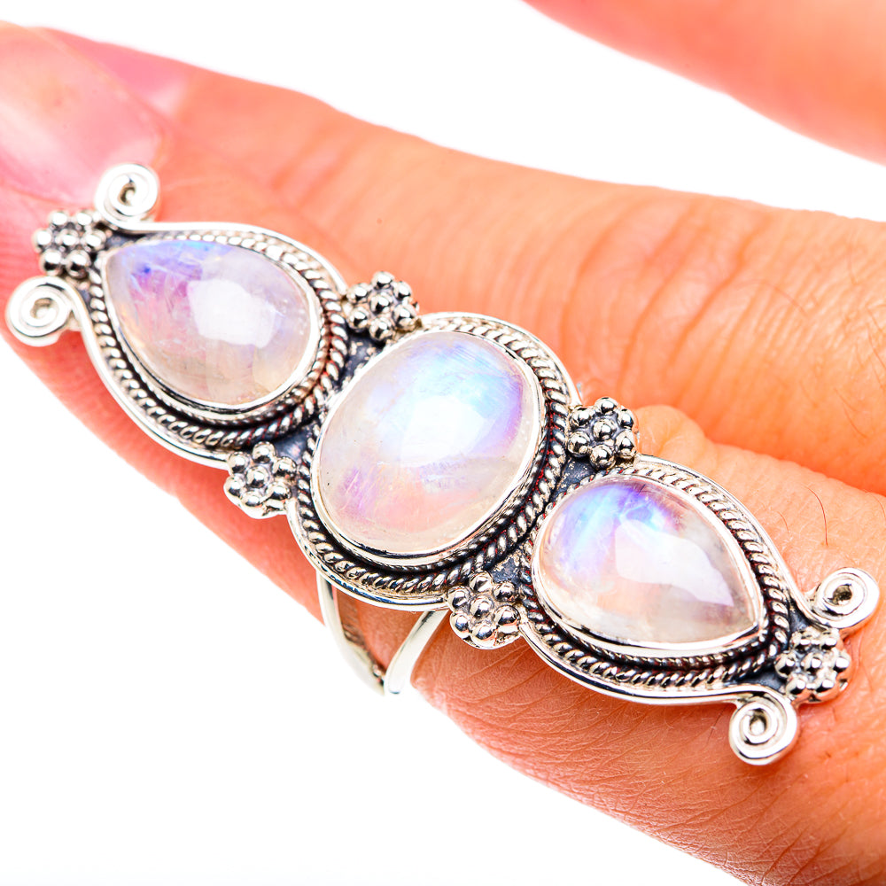 Rainbow Moonstone Rings handcrafted by Anasilvercos - RING87511