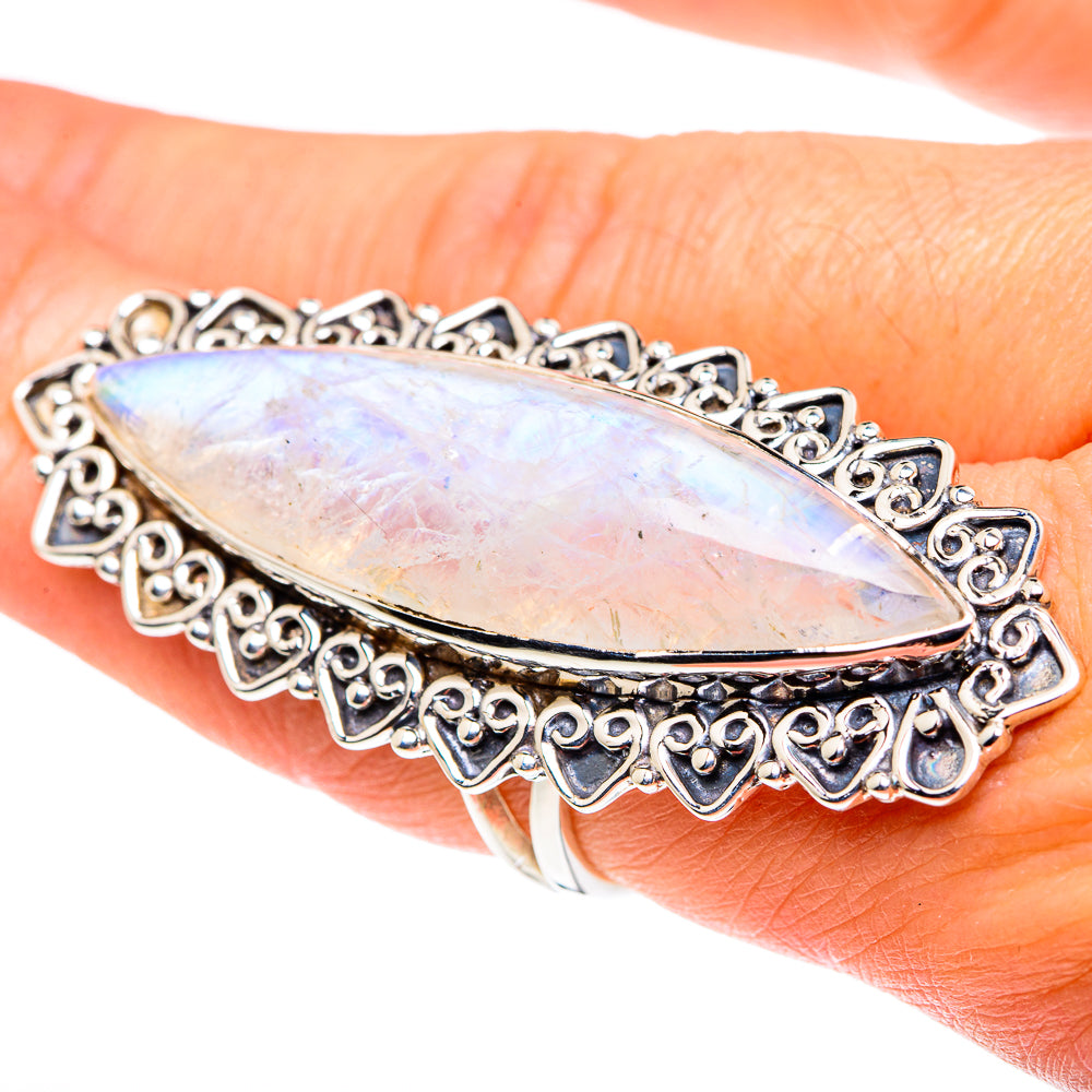 Rainbow Moonstone Rings handcrafted by Anasilvercos - RING87524