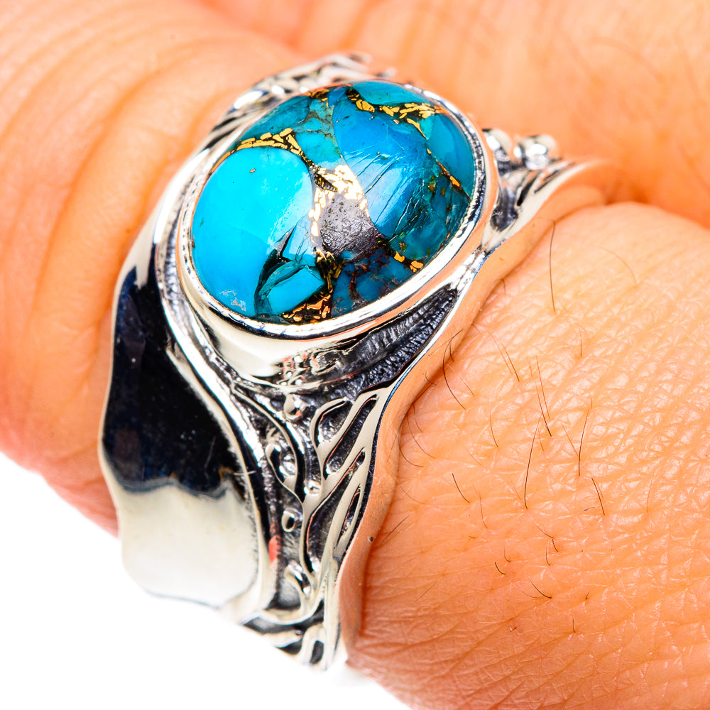 Blue Copper Composite Turquoise Rings handcrafted by Anasilvercos - RING87530