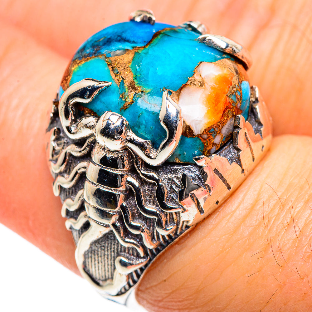 Blue Spiny Oyster Turquoise Rings handcrafted by Anasilvercos - RING87544