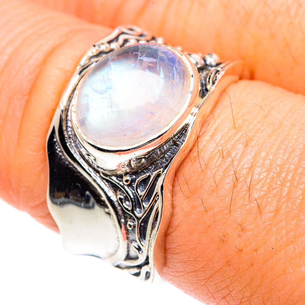 Rainbow Moonstone Rings handcrafted by Anasilvercos - RING87558