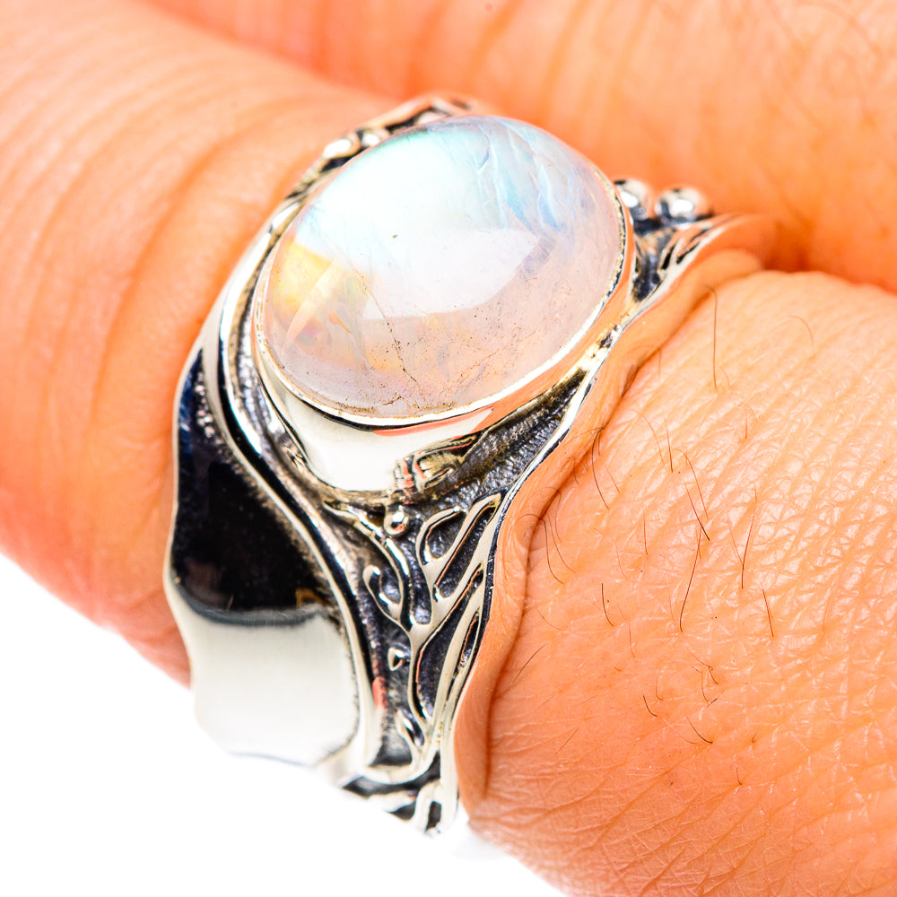 Rainbow Moonstone Rings handcrafted by Anasilvercos - RING87573