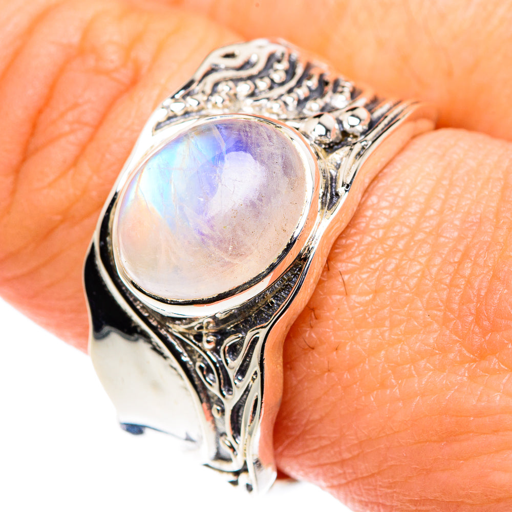 Rainbow Moonstone Rings handcrafted by Anasilvercos - RING87584