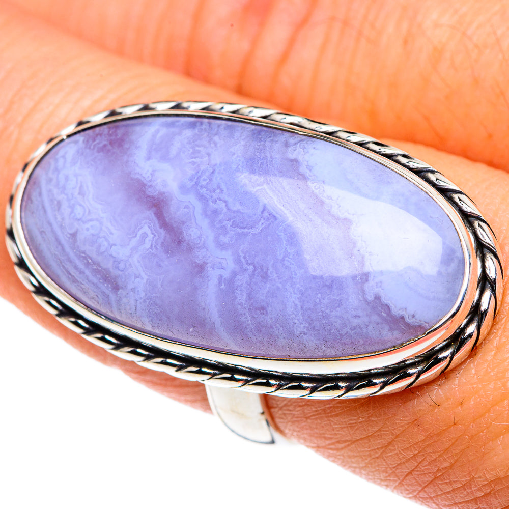 Blue Lace Agate Rings handcrafted by Anasilvercos - RING87608