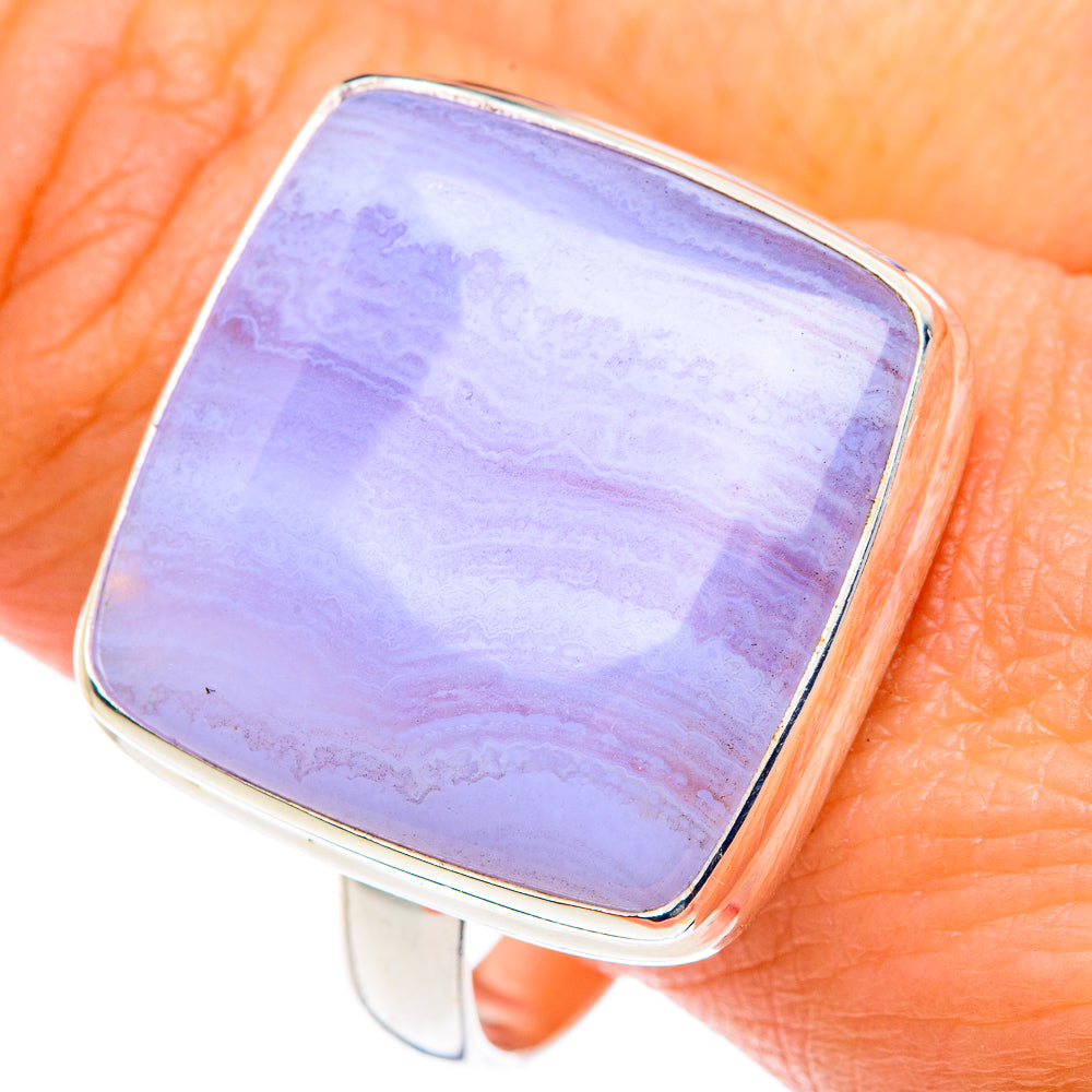Blue Lace Agate Rings handcrafted by Anasilvercos - RING87609