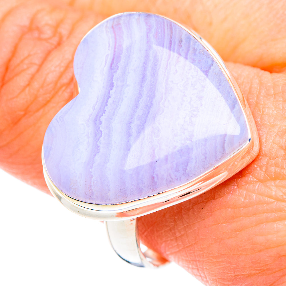 Blue Lace Agate Rings handcrafted by Anasilvercos - RING87643