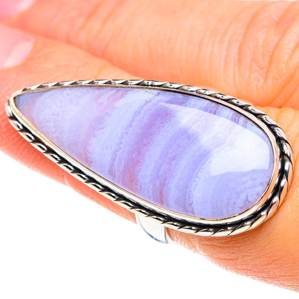Blue Lace Agate Rings handcrafted by Anasilvercos - RING87672