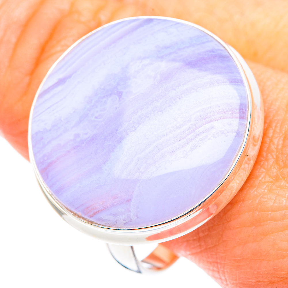 Blue Lace Agate Rings handcrafted by Anasilvercos - RING87705