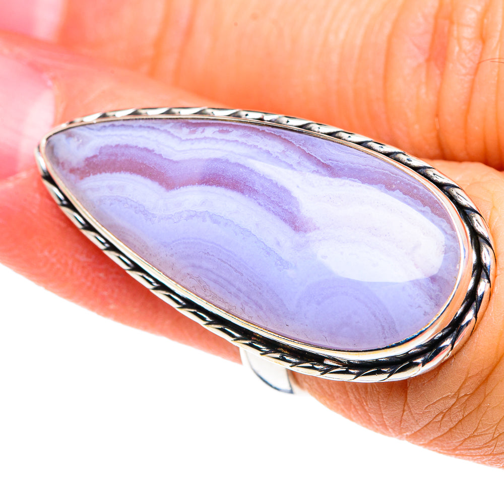 Blue Lace Agate Rings handcrafted by Anasilvercos - RING87708