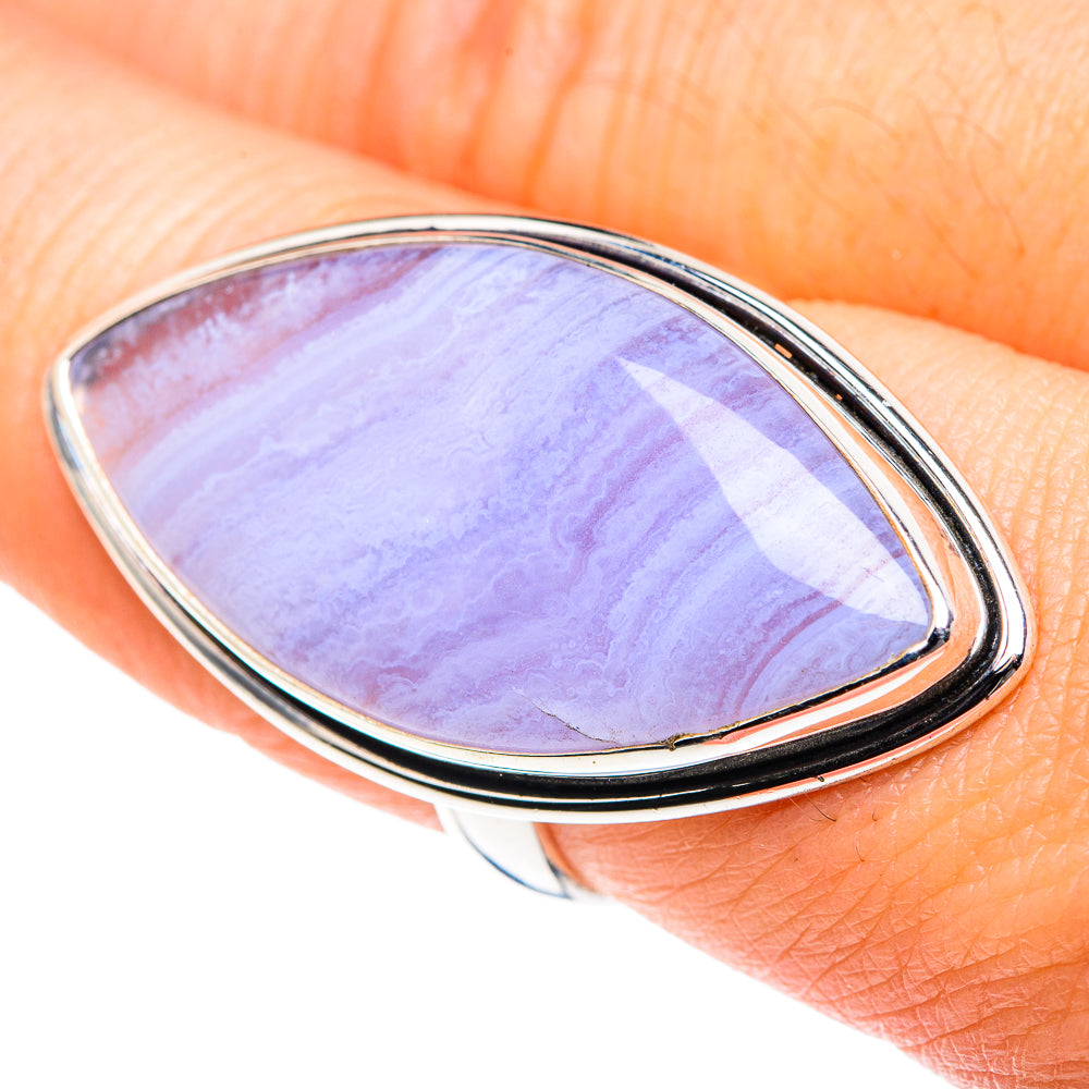 Blue Lace Agate Rings handcrafted by Anasilvercos - RING87709