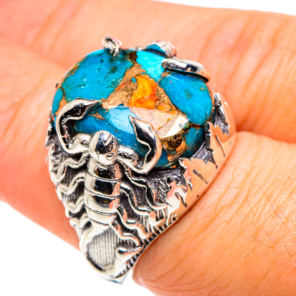 Blue Spiny Oyster Turquoise Rings handcrafted by Anasilvercos - RING87712