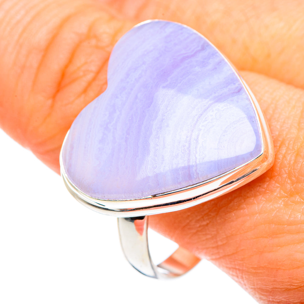 Blue Lace Agate Rings handcrafted by Anasilvercos - RING87742