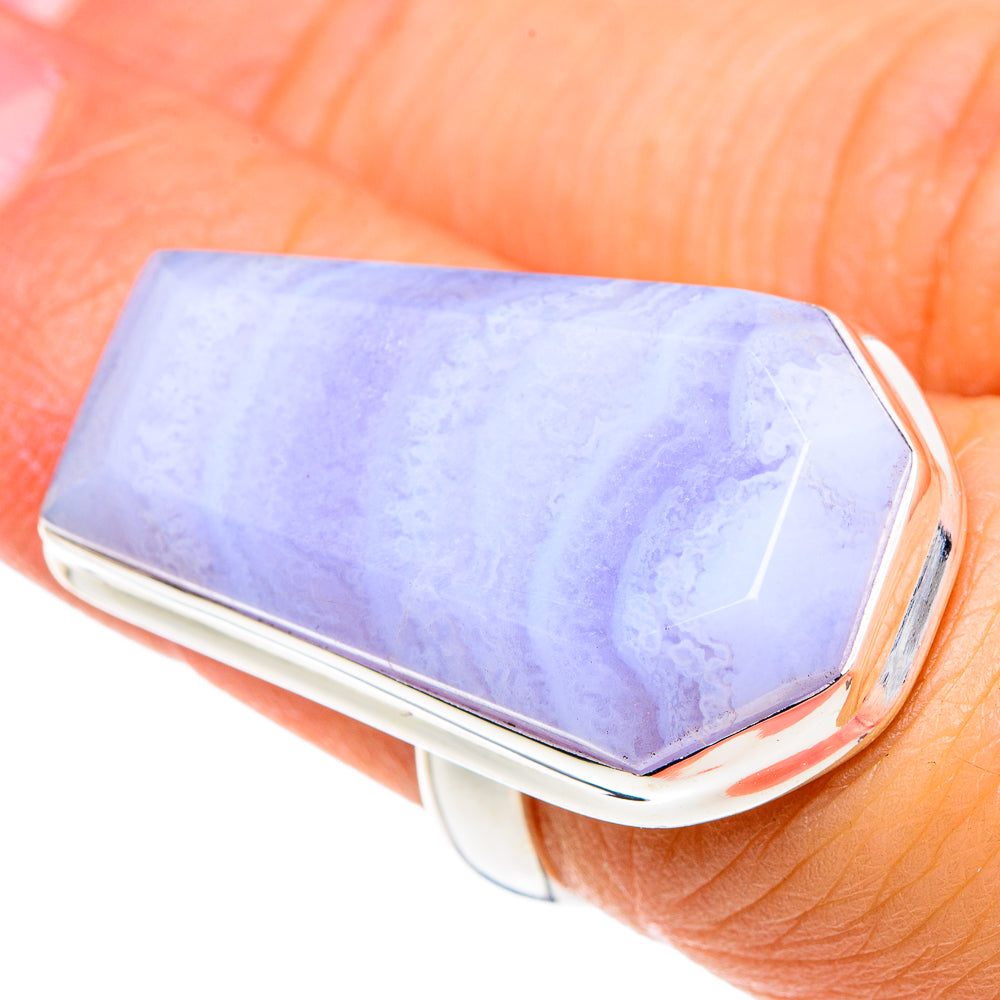 Blue Lace Agate Rings handcrafted by Anasilvercos - RING87743