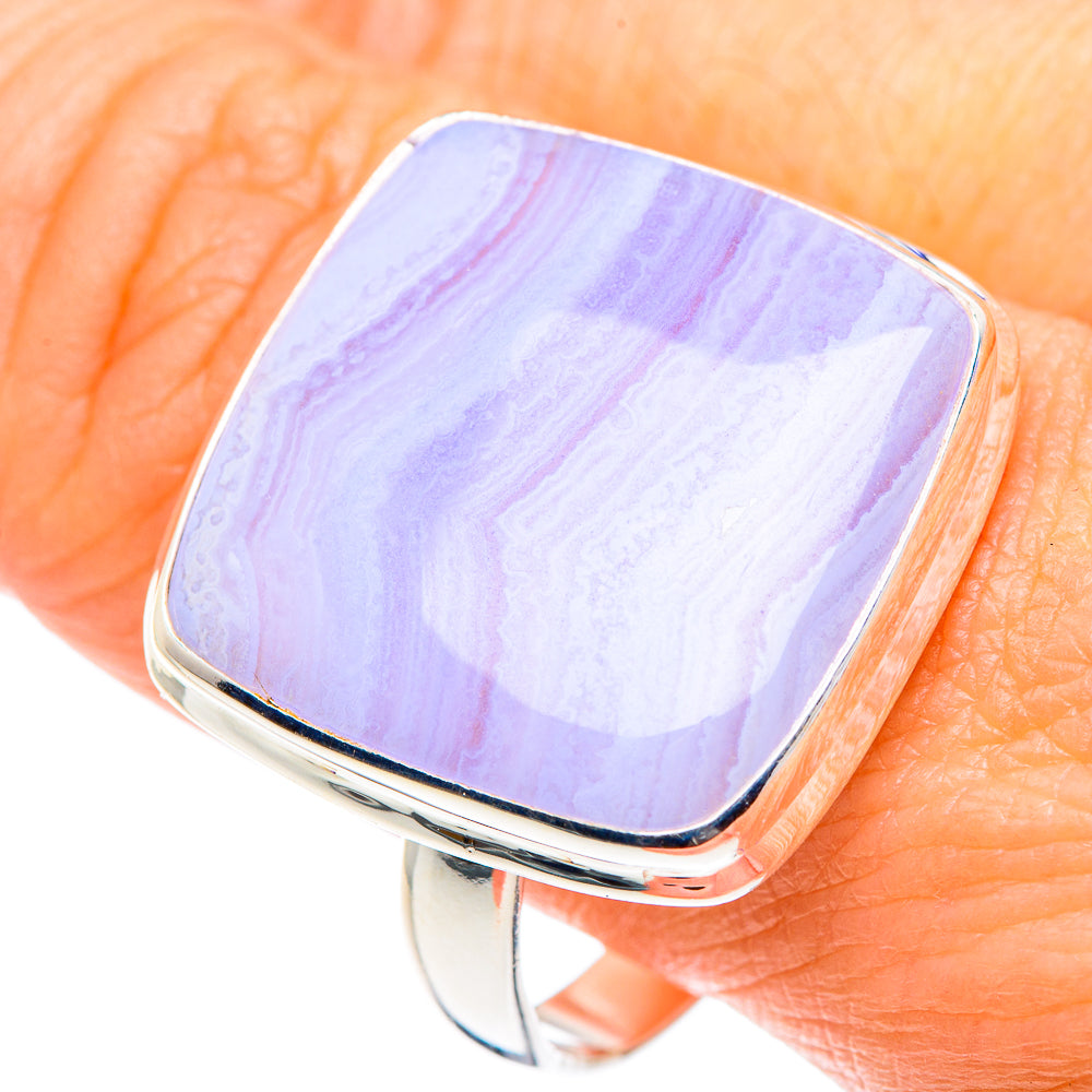 Blue Lace Agate Rings handcrafted by Anasilvercos - RING87746