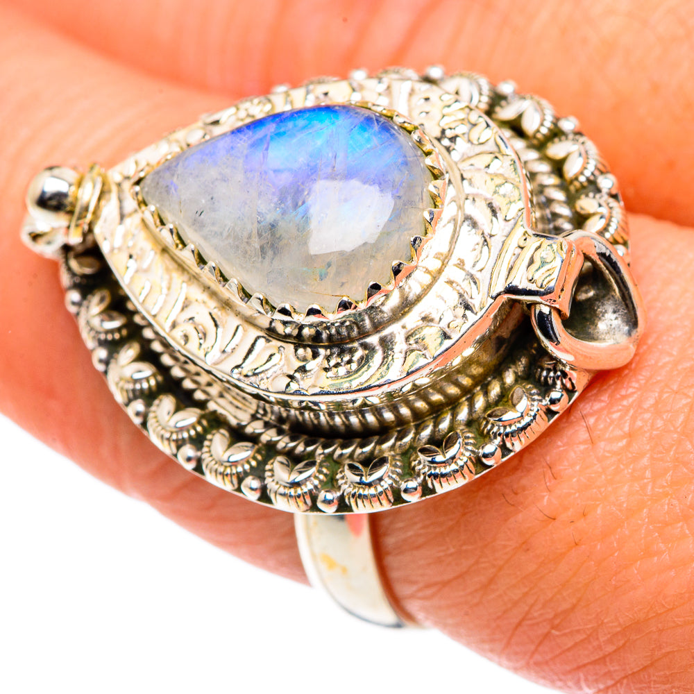 Rainbow Moonstone Rings handcrafted by Anasilvercos - RING87774