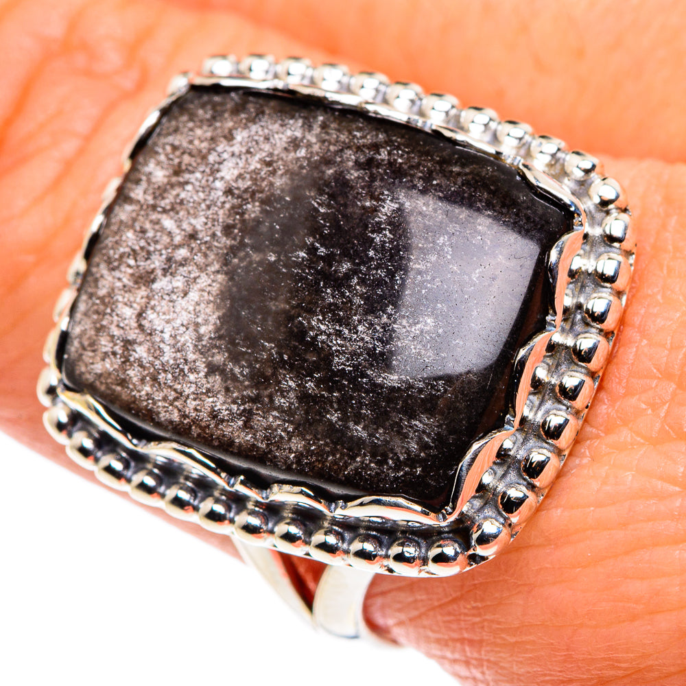 Gold Sheen Obsidian Rings handcrafted by Anasilvercos - RING87873