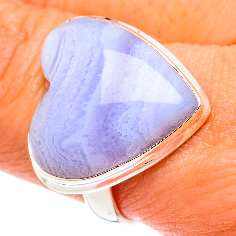 Blue Lace Agate Rings handcrafted by Anasilvercos - RING87880
