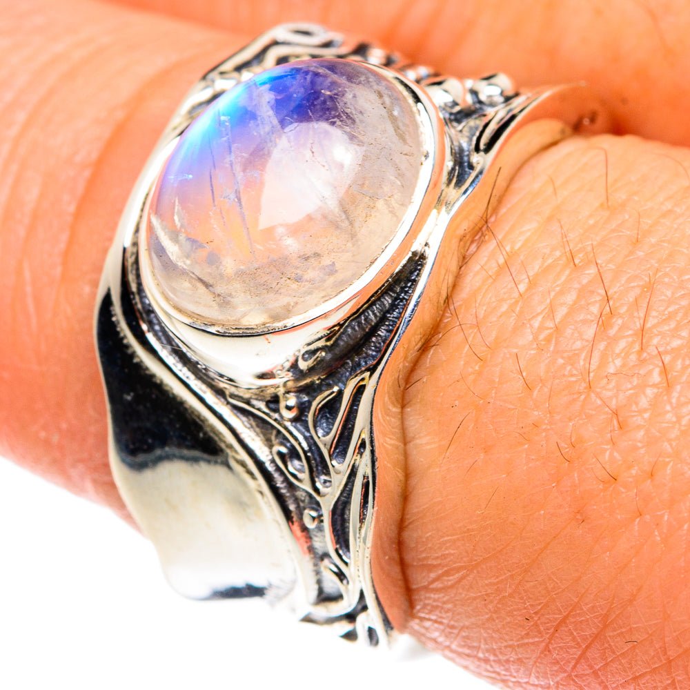 Rainbow Moonstone Rings handcrafted by Anasilvercos - RING87881