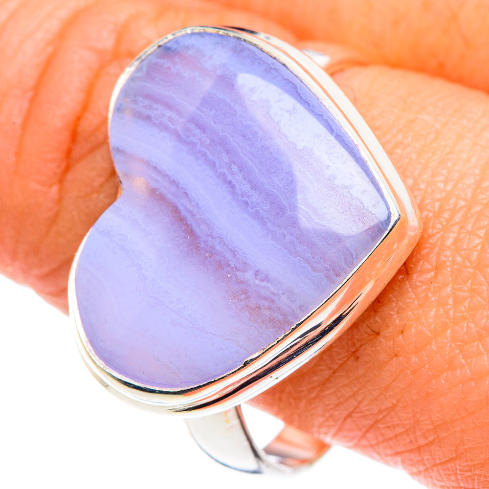 Blue Lace Agate Rings handcrafted by Anasilvercos - RING87911