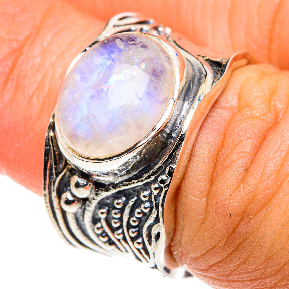Rainbow Moonstone Rings handcrafted by Anasilvercos - RING87912