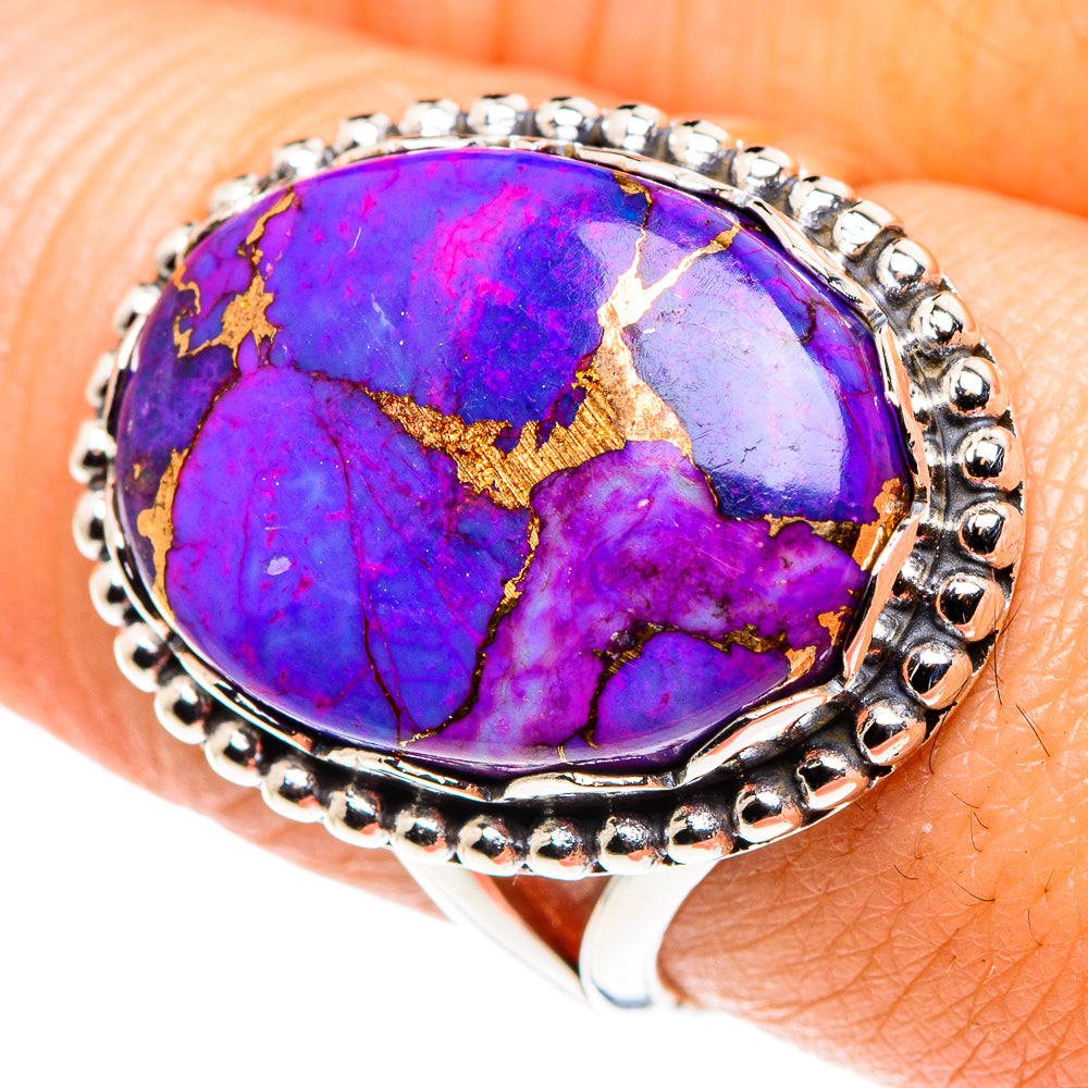 Purple Copper Composite Turquoise Rings handcrafted by Anasilvercos - RING87969