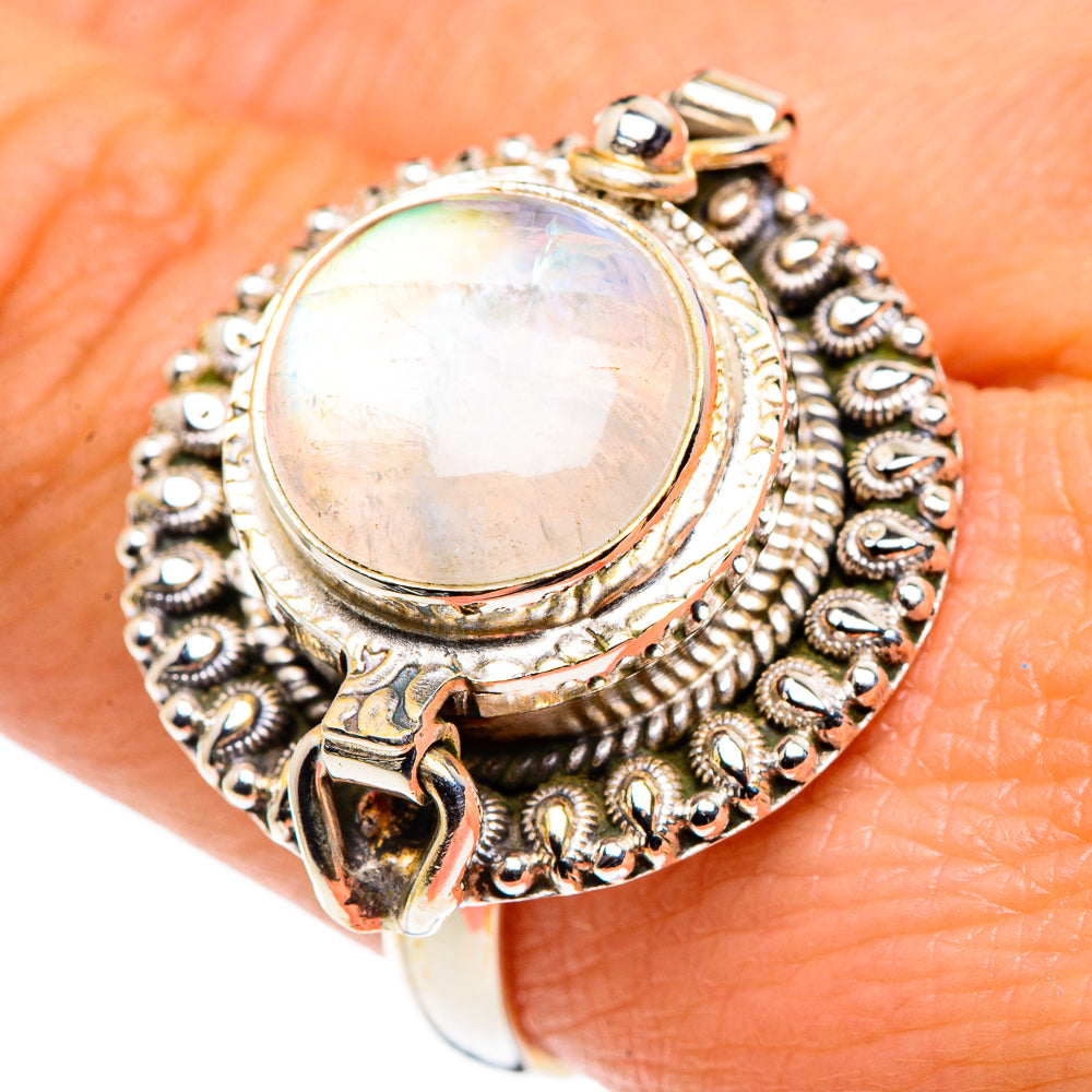 Rainbow Moonstone Rings handcrafted by Anasilvercos - RING88025