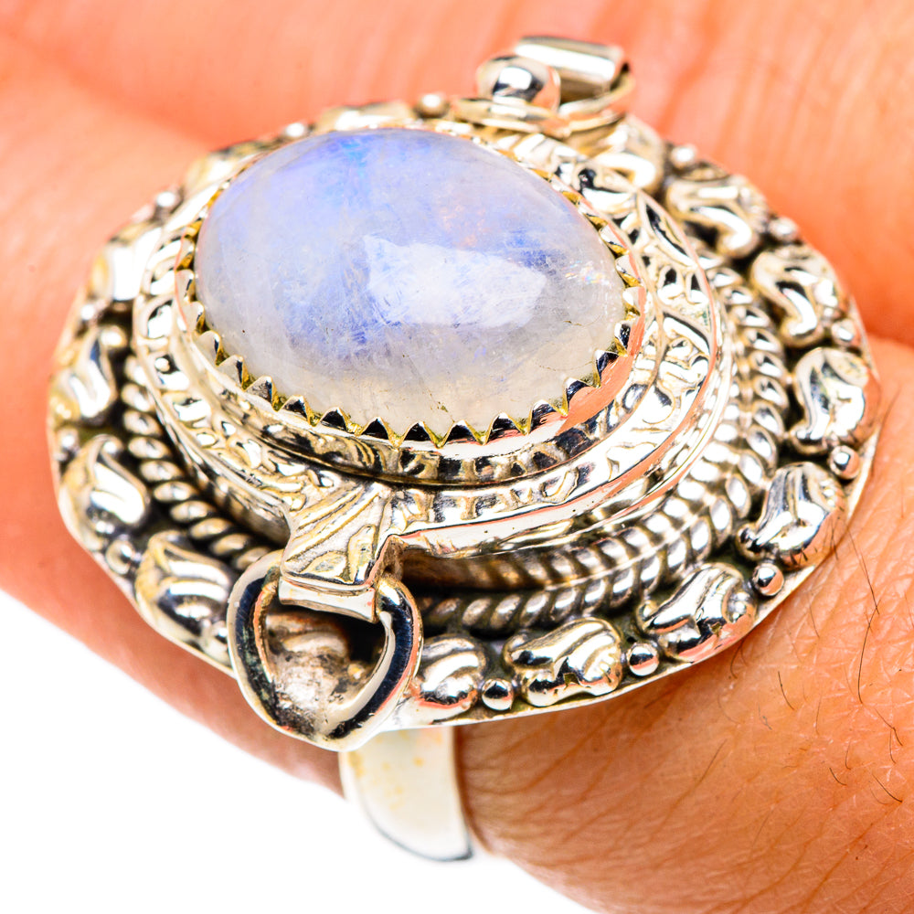 Rainbow Moonstone Rings handcrafted by Anasilvercos - RING88026