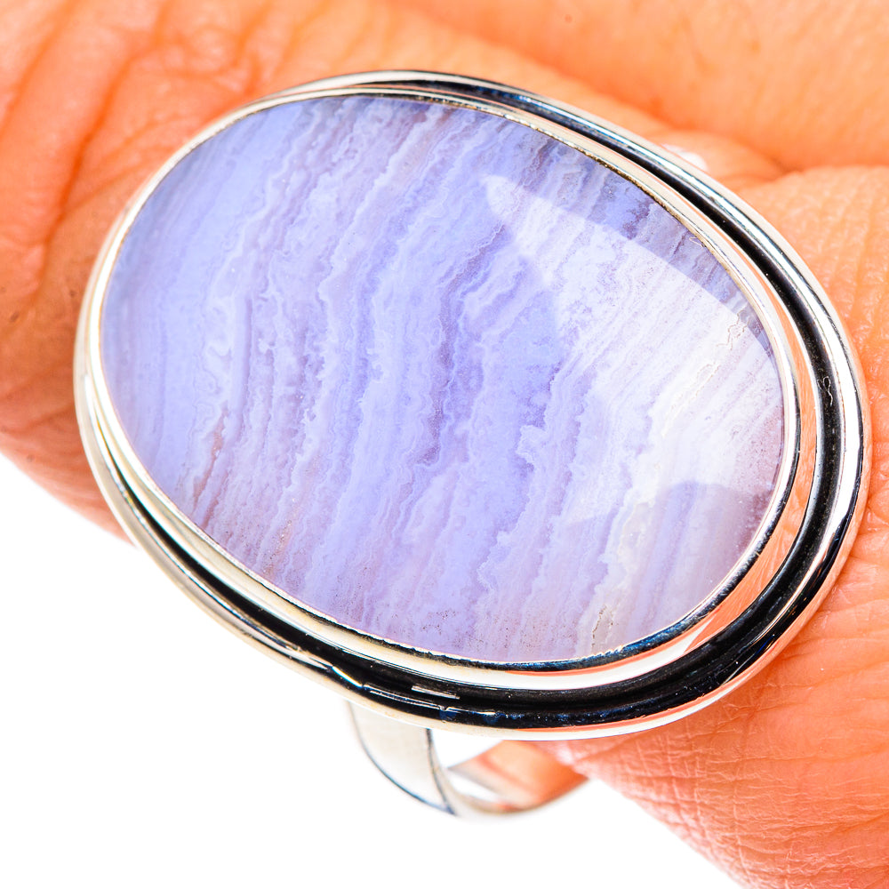Blue Lace Agate Rings handcrafted by Anasilvercos - RING88051