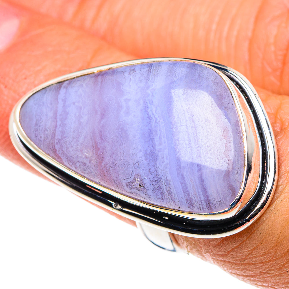 Blue Lace Agate Rings handcrafted by Anasilvercos - RING88058