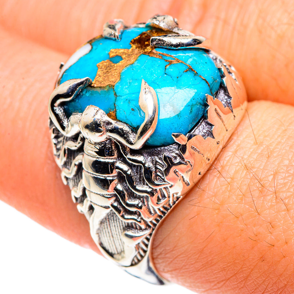 Blue Copper Composite Turquoise Rings handcrafted by Anasilvercos - RING88063