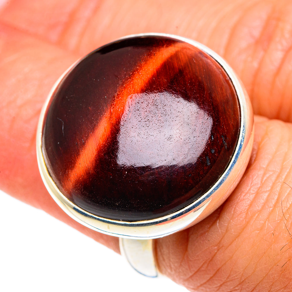 Red Tiger Eye Rings handcrafted by Anasilvercos - RING88076