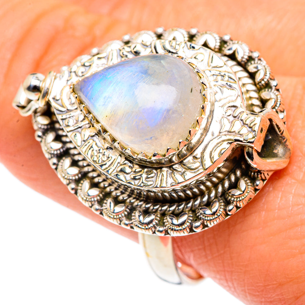 Rainbow Moonstone Rings handcrafted by Anasilvercos - RING88086