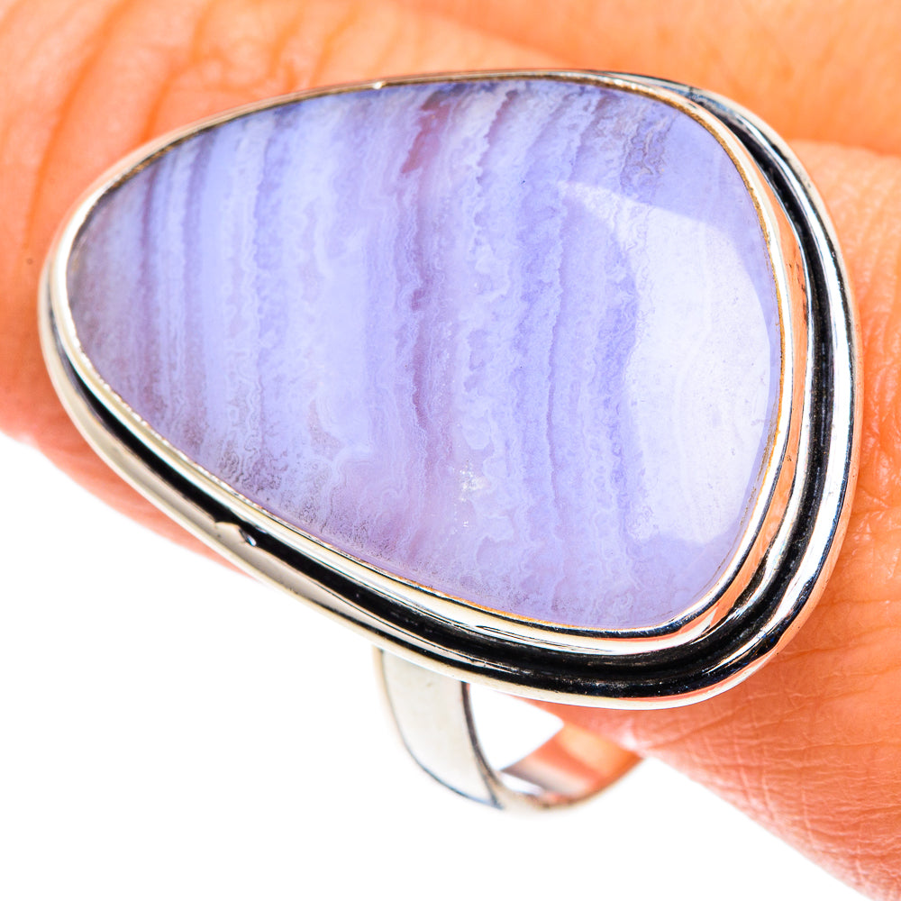 Blue Lace Agate Rings handcrafted by Anasilvercos - RING88087