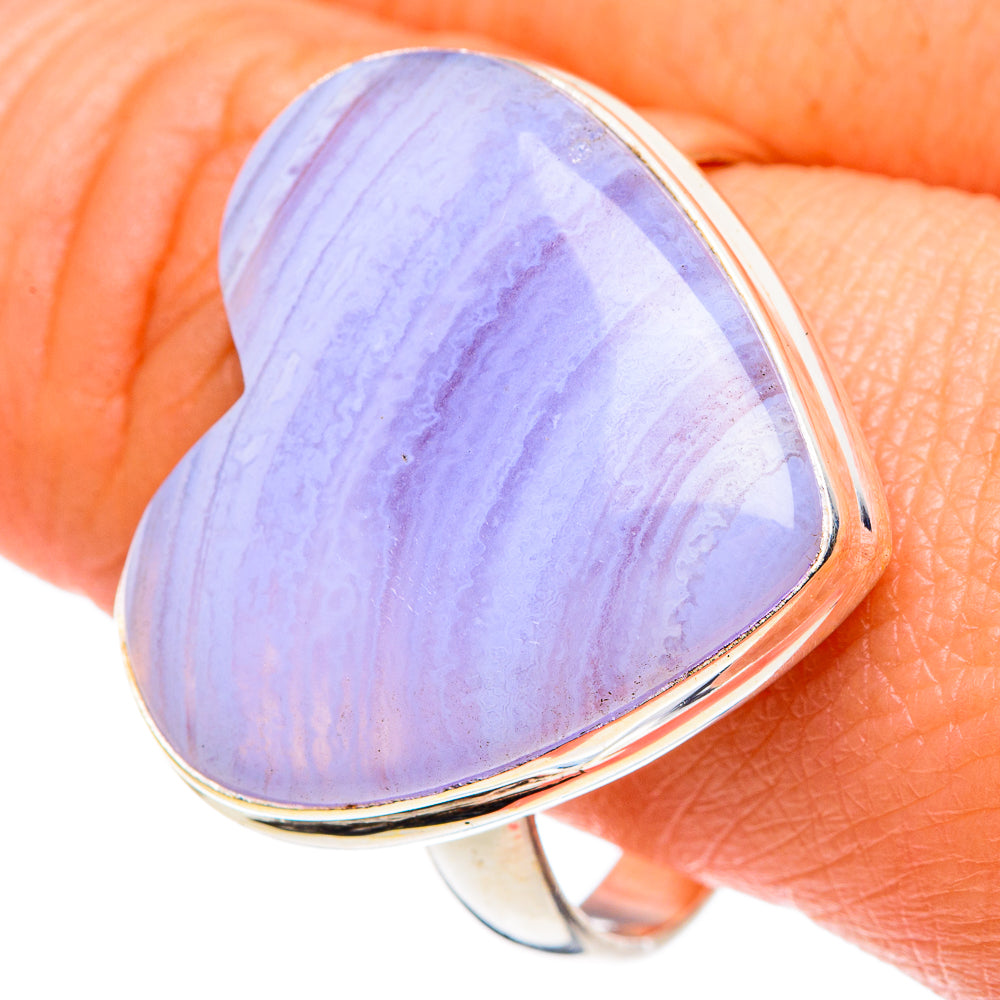 Blue Lace Agate Rings handcrafted by Anasilvercos - RING88088