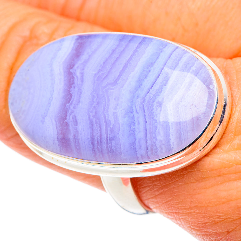 Blue Lace Agate Rings handcrafted by Anasilvercos - RING88113