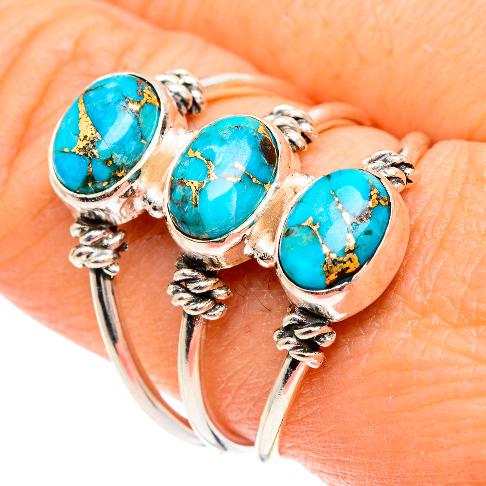 Blue Copper Composite Turquoise Rings handcrafted by Anasilvercos - RING88134