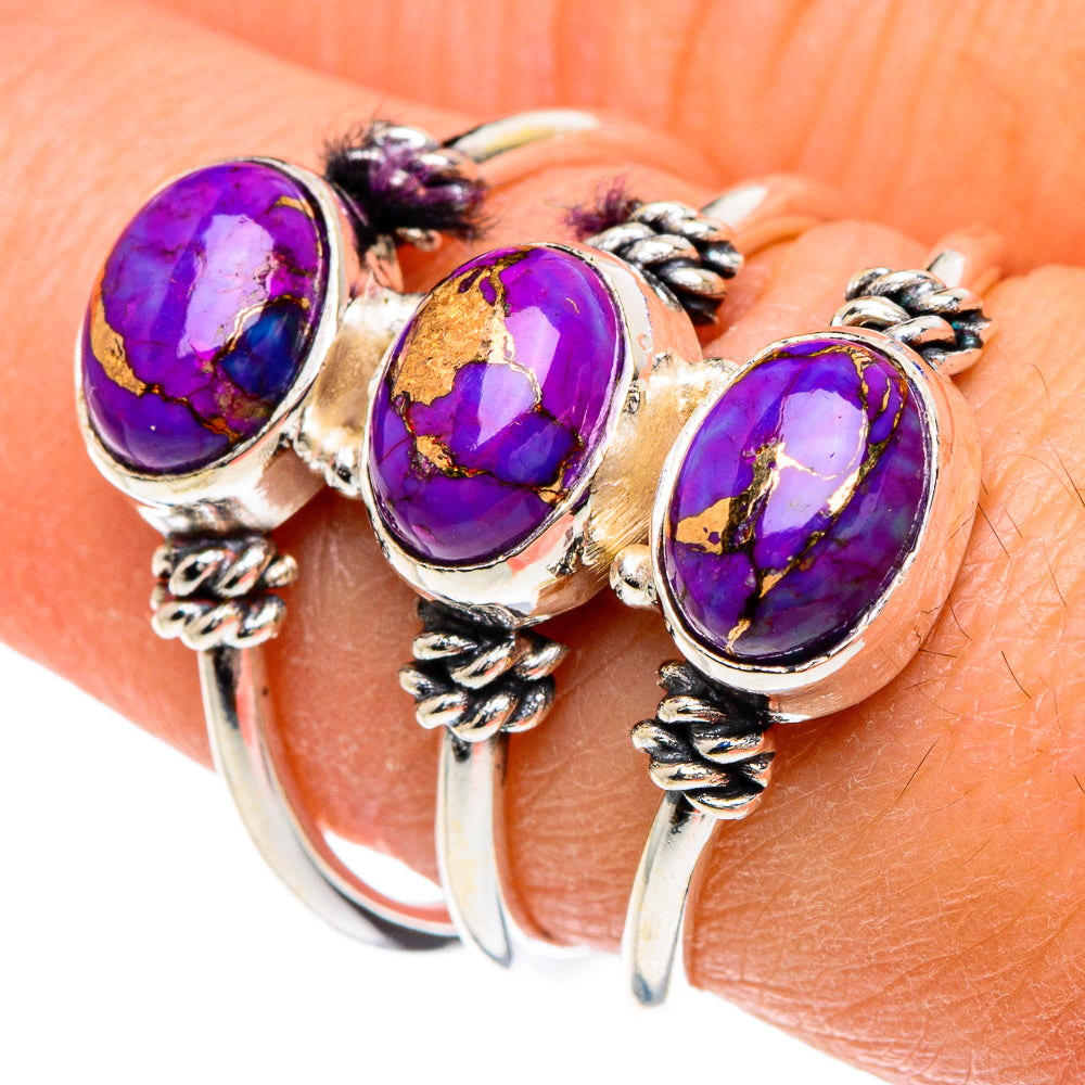 Purple Copper Composite Turquoise Rings handcrafted by Anasilvercos - RING88151