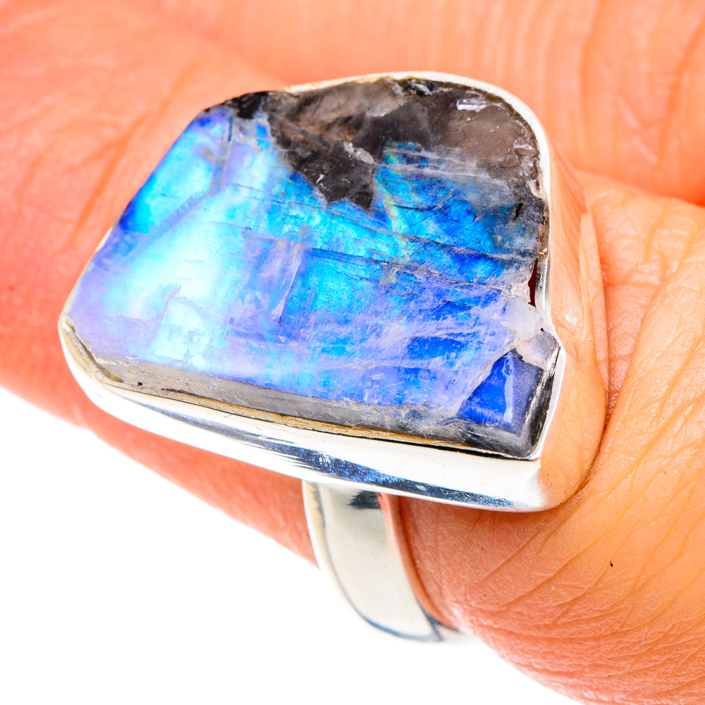 Rainbow Moonstone Rings handcrafted by Anasilvercos - RING88188