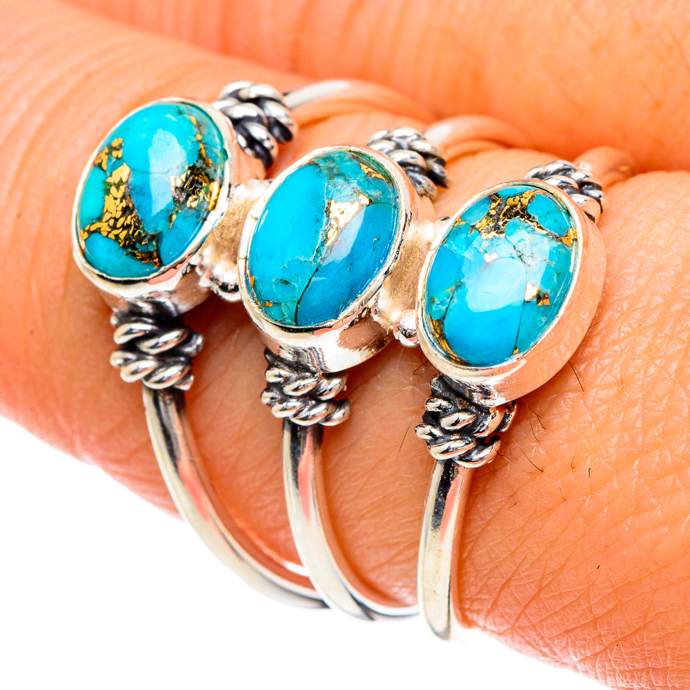 Blue Copper Composite Turquoise Rings handcrafted by Anasilvercos - RING88232