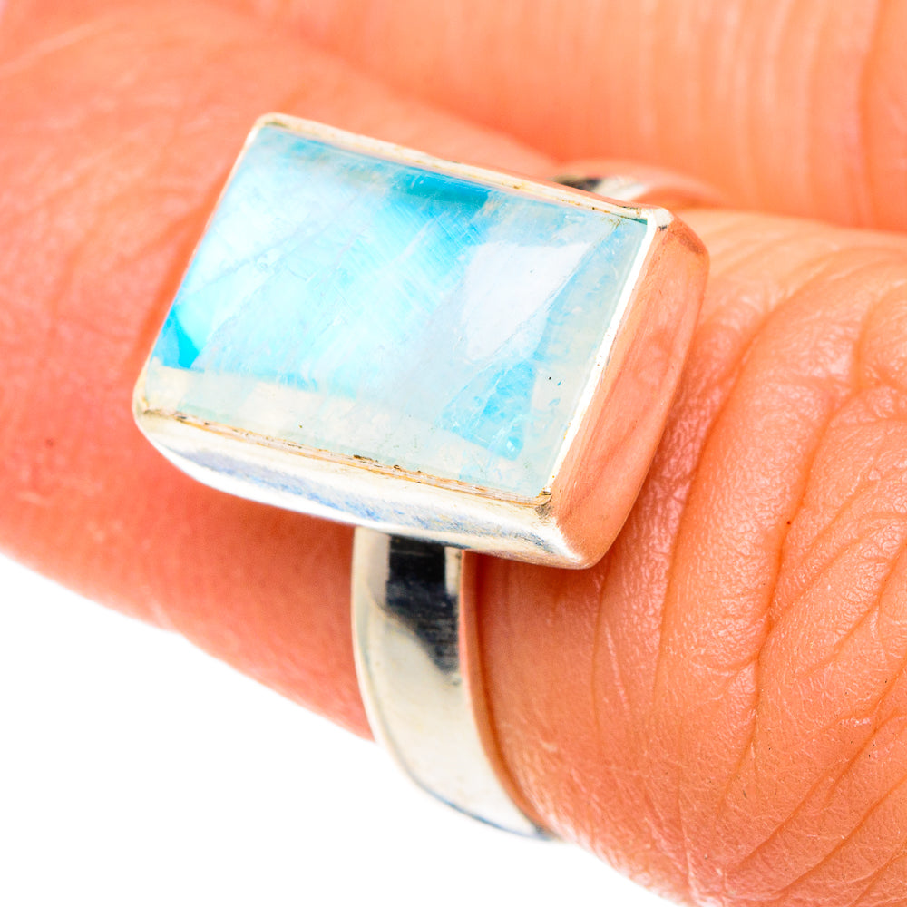 Rainbow Moonstone Rings handcrafted by Anasilvercos - RING88237
