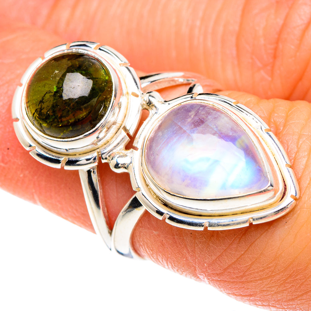 Rainbow Moonstone Rings handcrafted by Anasilvercos - RING88264