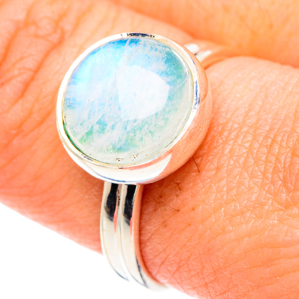 Rainbow Moonstone Rings handcrafted by Anasilvercos - RING88317