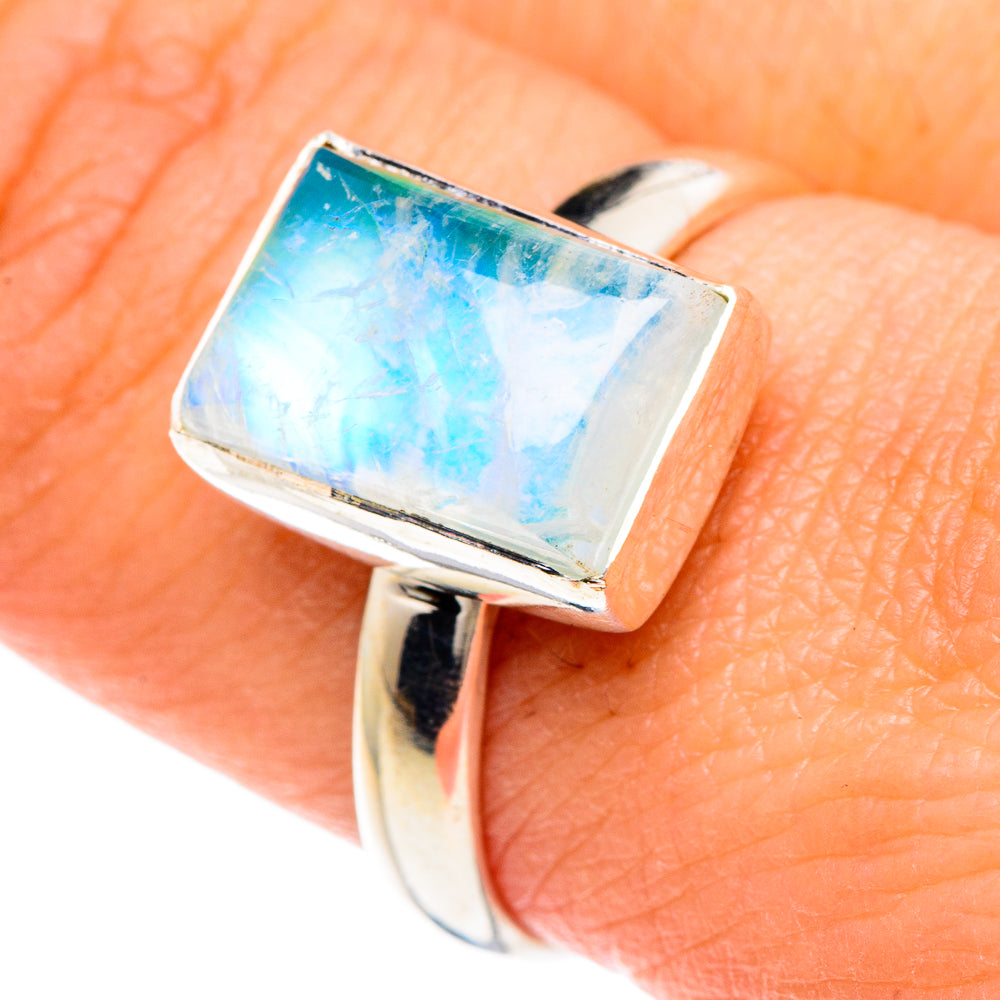 Rainbow Moonstone Rings handcrafted by Anasilvercos - RING88367